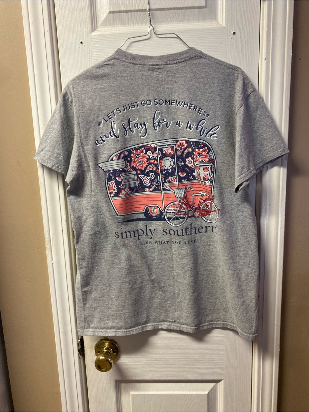 Simply Southern Heather Gray Short Sleeve Tee with Navy Logo - Picture 5 of 6